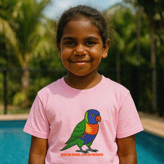 High On Sugar, Low On Patience - Rainbow Lorikeet - Kids' Tee