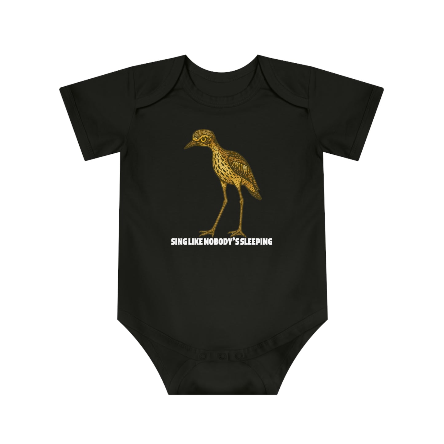 Sing Like Nobody's Sleeping - Bush Stone Curlew Baby Jumpsuit