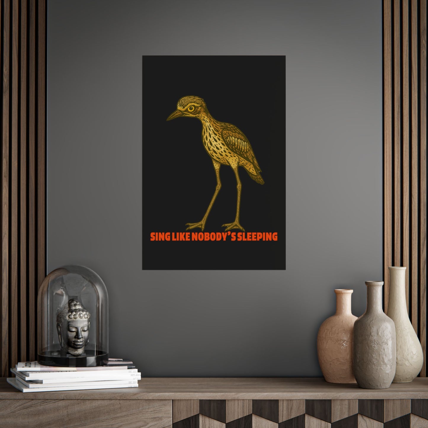 Sing Like Nobody's Sleeping - Bush Stone Curlew - Poster (Black)