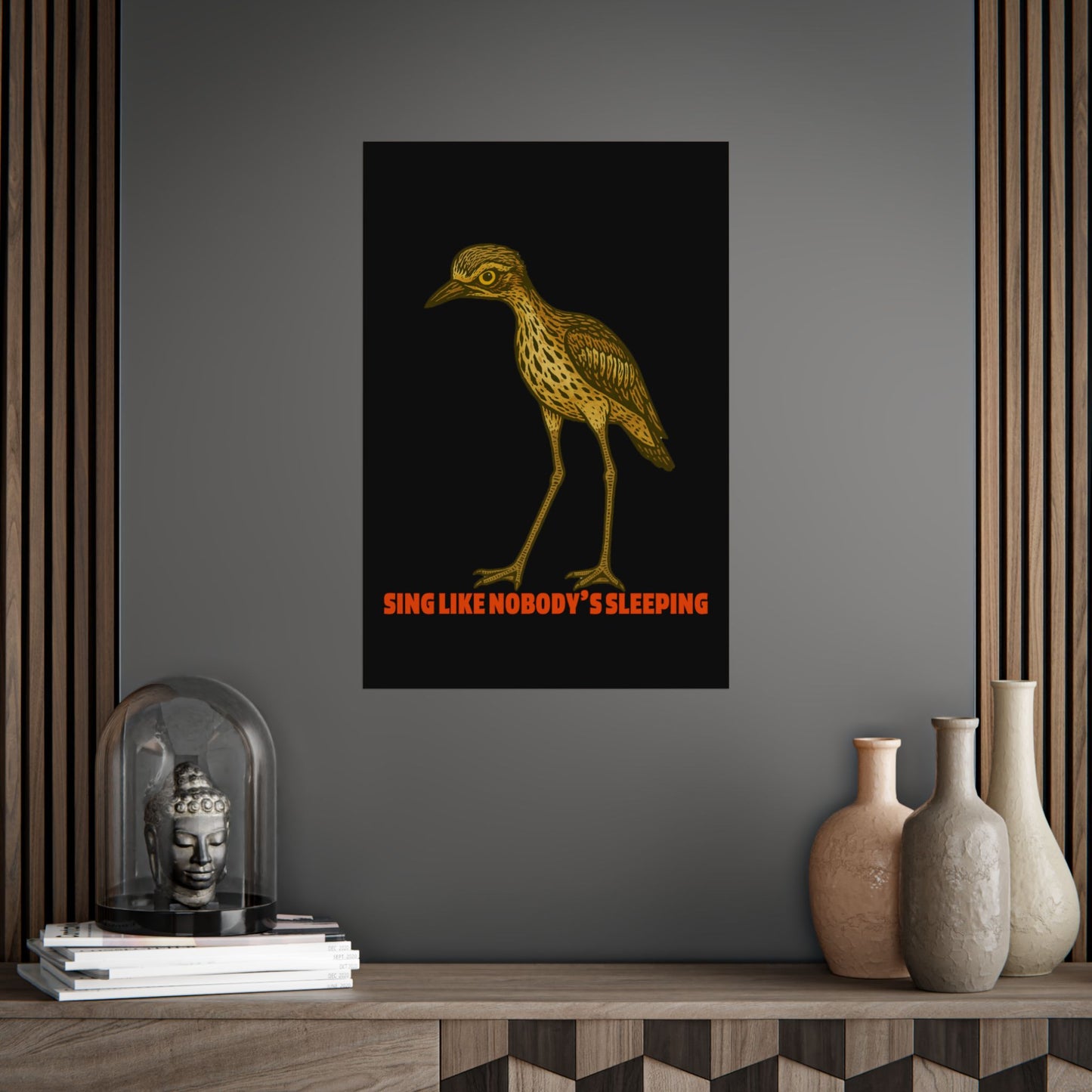 Sing Like Nobody's Sleeping - Bush Stone Curlew - Poster (Black)