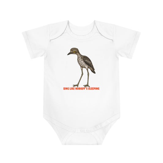 Sing Like Nobody's Sleeping - Bush Stone Curlew Baby Jumpsuit