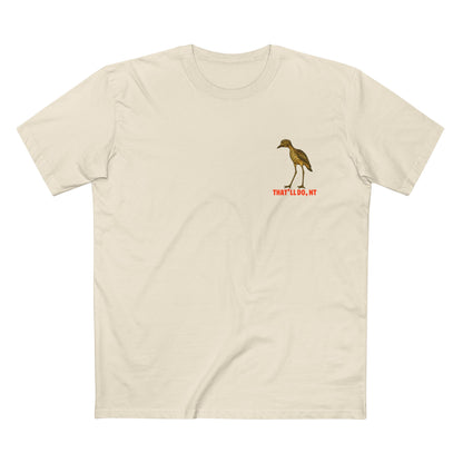 Curlew graphic tee with illustrated bush stone-curlew, Darwin NT